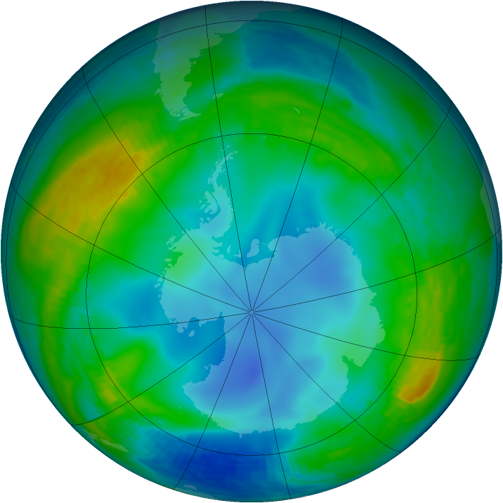 Antarctic ozone map for 05 June 1987